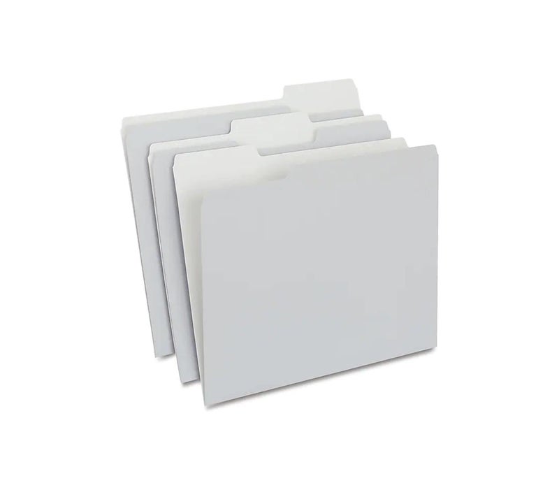 Staples 433664 Colored Top-Tab File Folders 3 Tab Gray Letter Size 100/Pack - Image 1